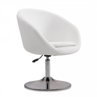 Manhattan Comfort AC036-WH Hopper White and Polished Chrome Faux Leather Adjustable Height Chair